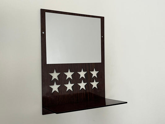Acrylic Mirror Set of 2 – Wooden Texture | Lightweight Decorative Wall Mirrors