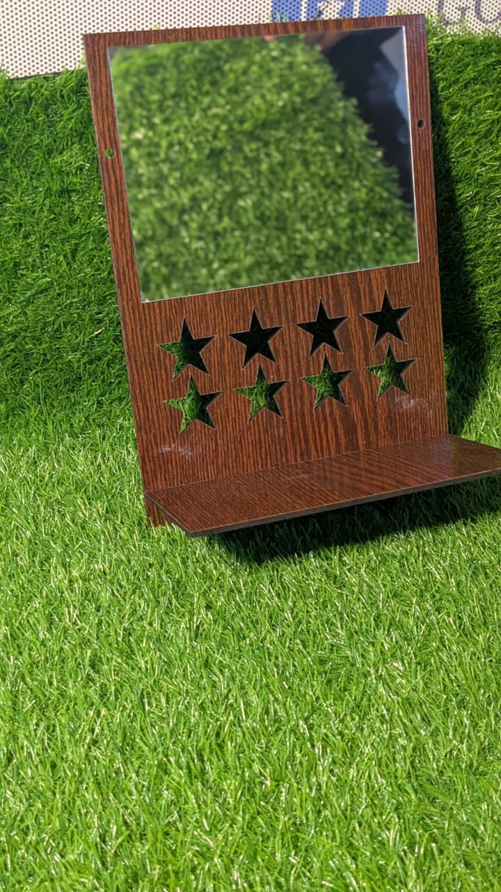 Acrylic Mirror Set of 2 – Wooden Texture | Lightweight Decorative Wall Mirrors