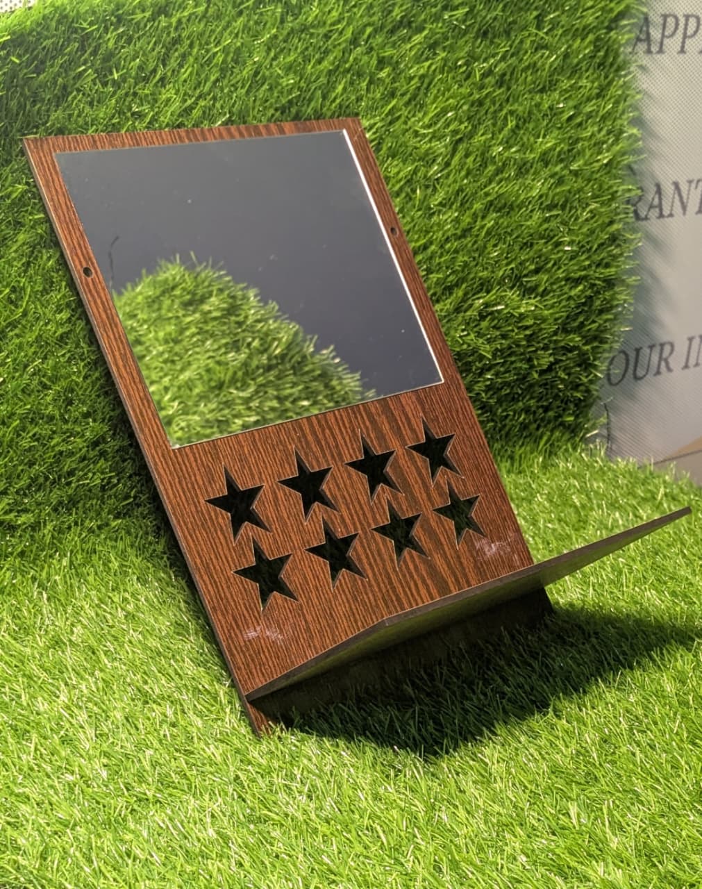 Acrylic Mirror Set of 2 – Wooden Texture | Lightweight Decorative Wall Mirrors