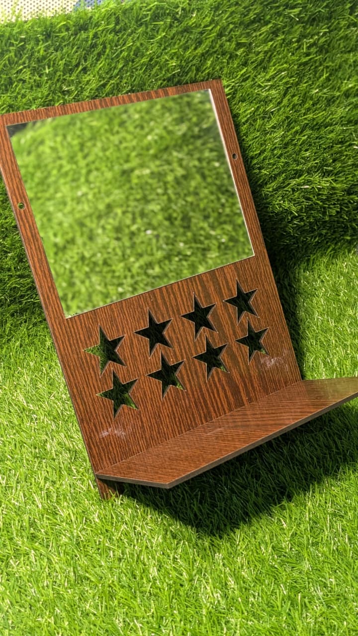 Acrylic Mirror Set of 2 – Wooden Texture | Lightweight Decorative Wall Mirrors