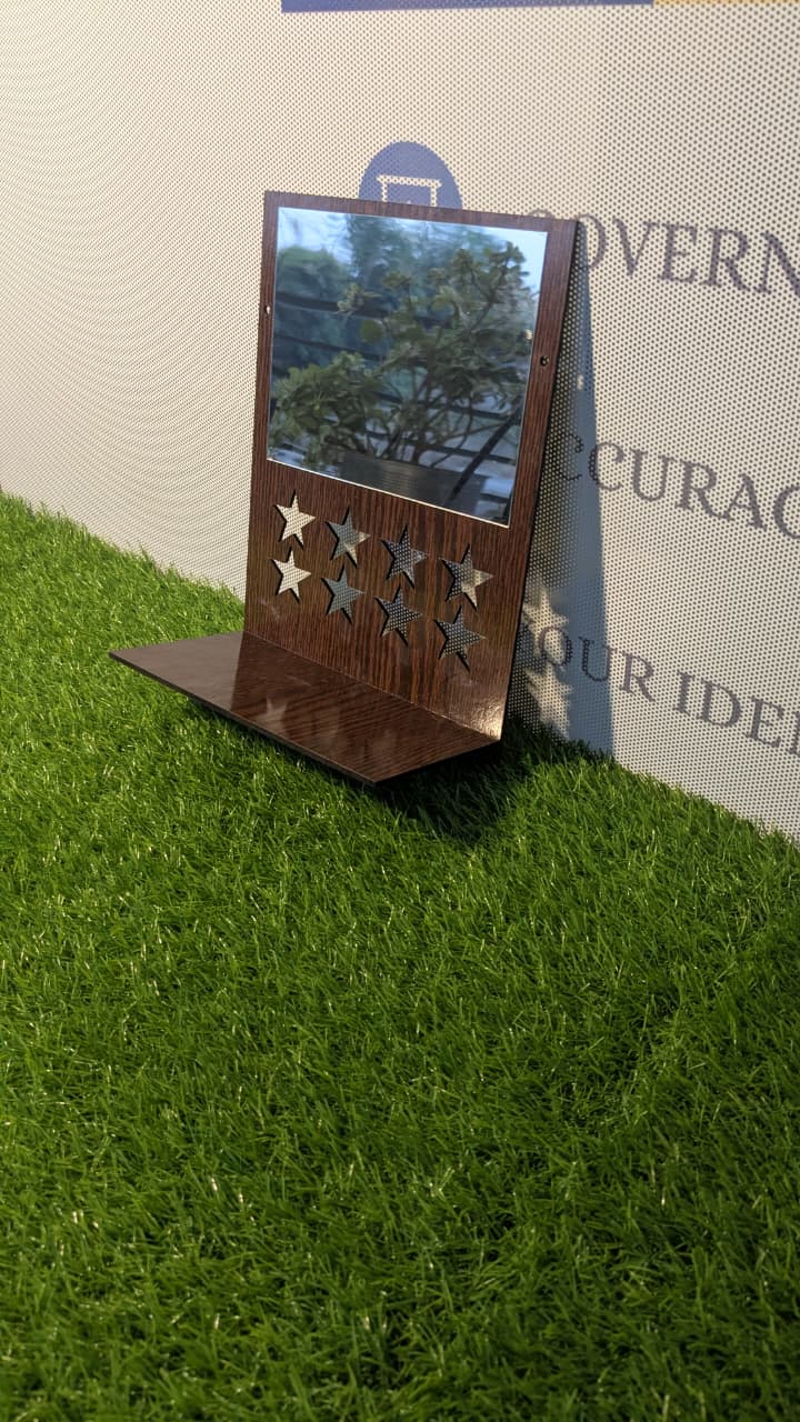 Acrylic Mirror Set of 2 – Wooden Texture | Lightweight Decorative Wall Mirrors