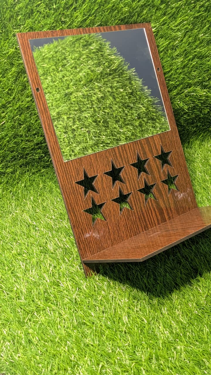 Acrylic Mirror Set of 2 – Wooden Texture | Lightweight Decorative Wall Mirrors